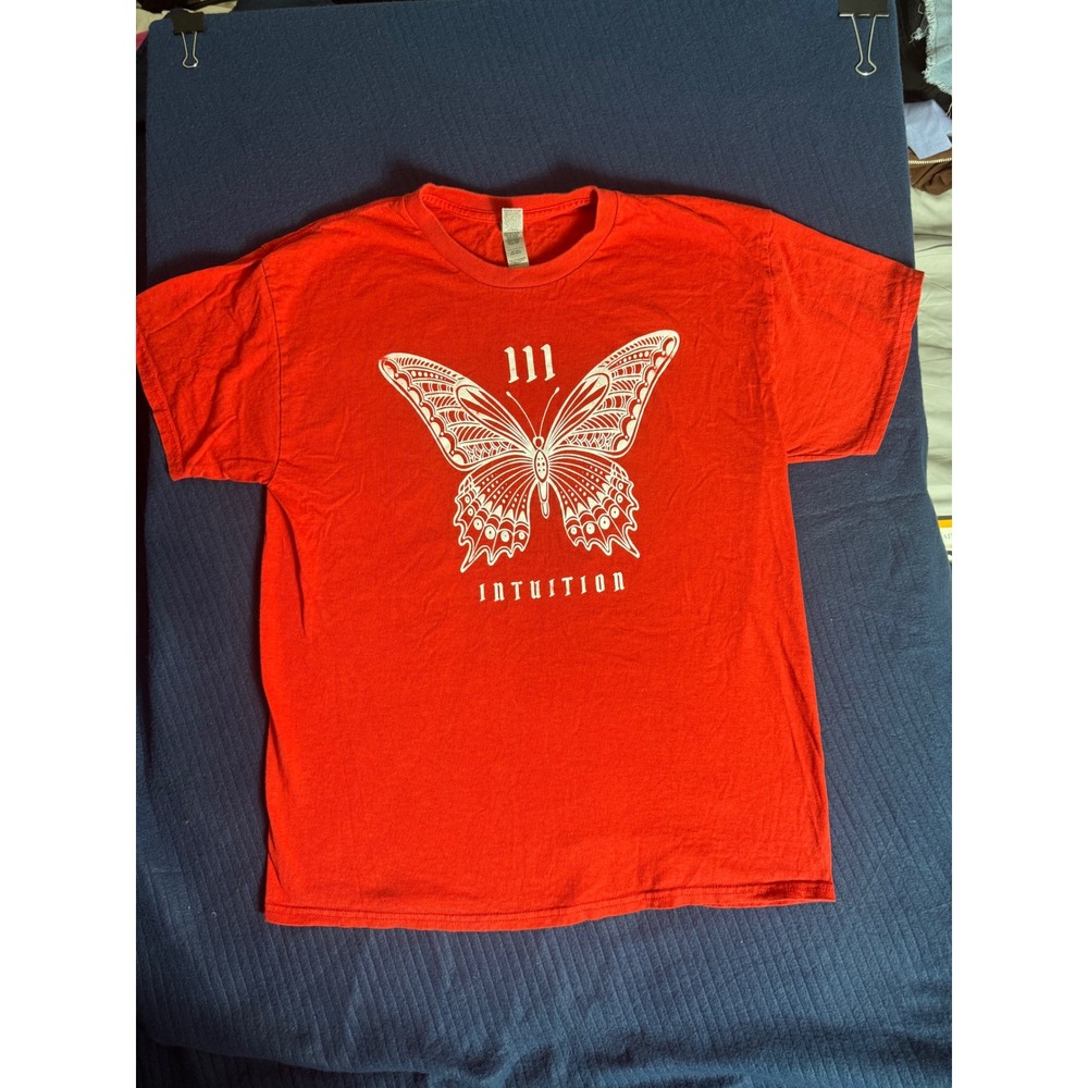 Gildan 111 Intuition Butterfly Angel Wings Graphic T-Shirt Red Large